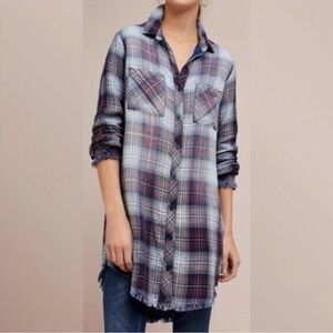 Anthropologie Cloth & Stone Multicolor Plaid Shirt Dress